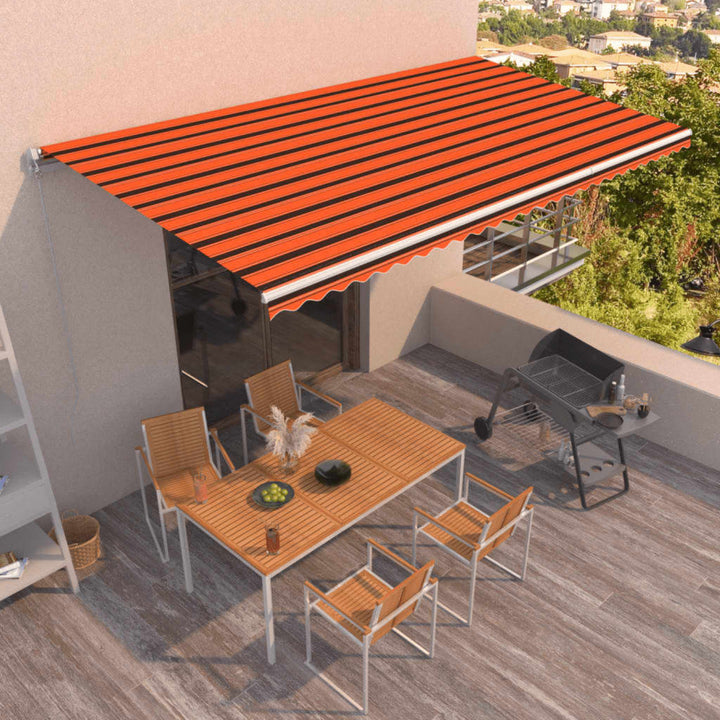 Copertină Retractabilă Manual, Portocaliu & Maro,
