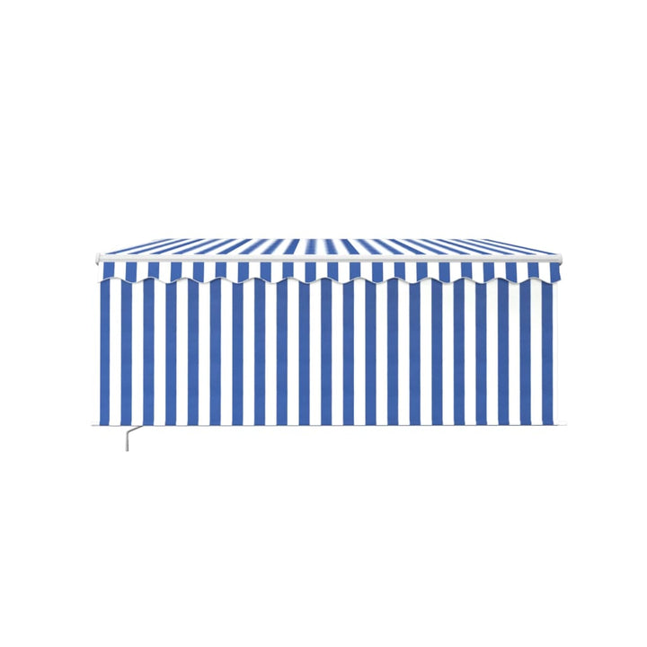 Copertină Retractabilă Manual Cu Stor, Albastru & Alb, 3X2,5 M