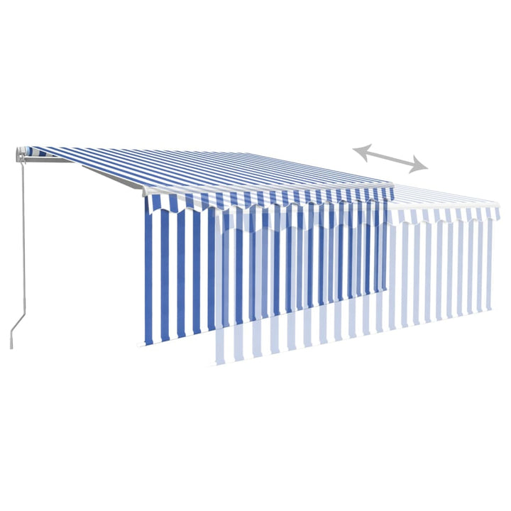 Copertină Retractabilă Manual Cu Stor, Albastru & Alb, 3X2,5 M