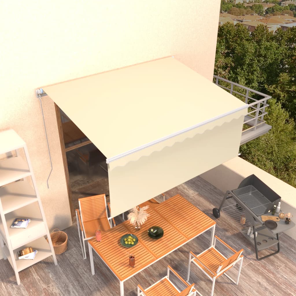 Copertină Retractabilă Manual Cu Stor, Albastru & Alb, 3X2,5 M