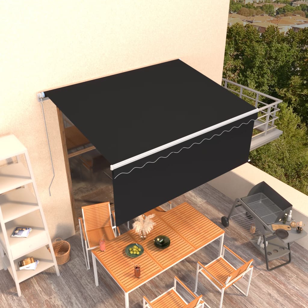 Copertină Retractabilă Manual Cu Stor, Albastru & Alb, 3X2,5 M