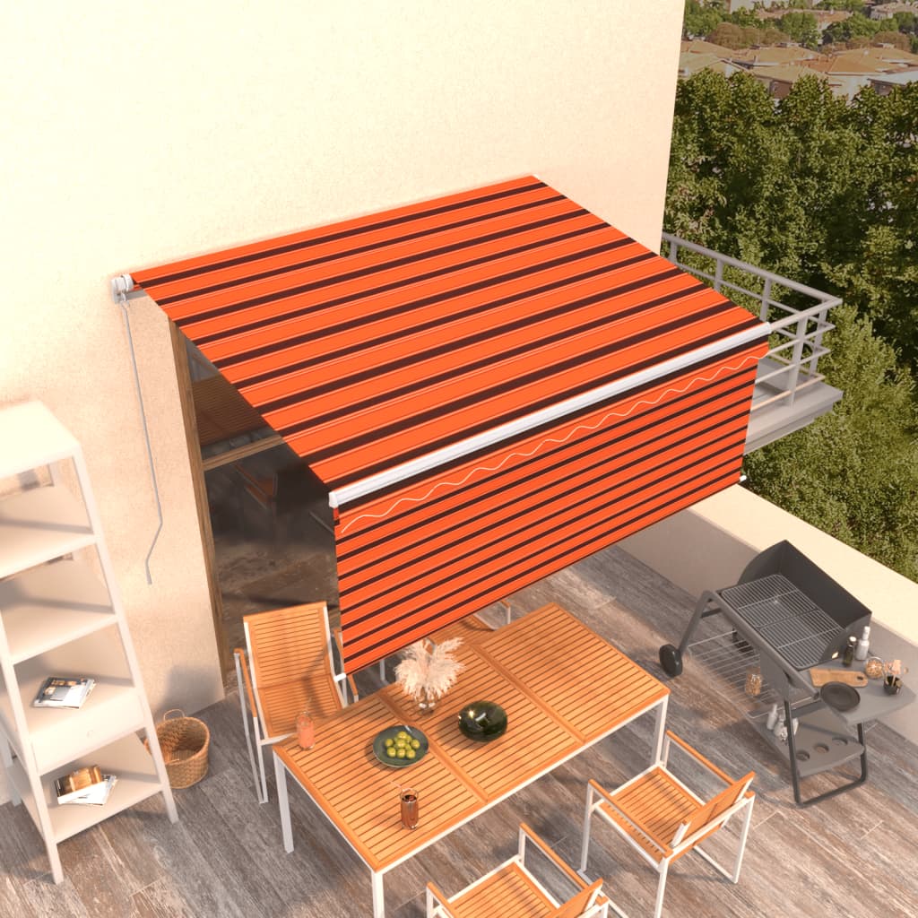 Copertină Retractabilă Manual Cu Stor, Albastru & Alb, 3X2,5 M