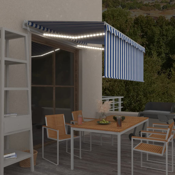 Copertină Automată Cu Stor&Led&Senzor Vânt Galben&Alb 3,5X2,5 M