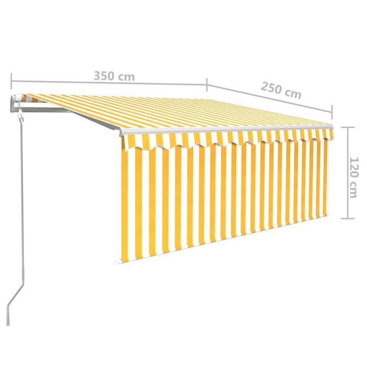Copertină Automată Cu Stor&Led&Senzor Vânt Galben&Alb 3,5X2,5 M