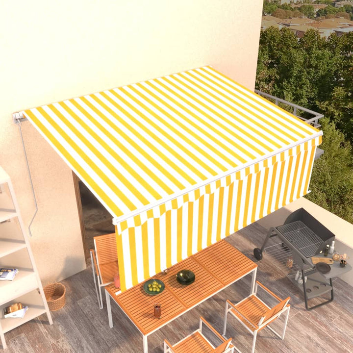 Copertină Retractabilă Manual Cu Stor, Albastru & Alb, 3X2,5 M