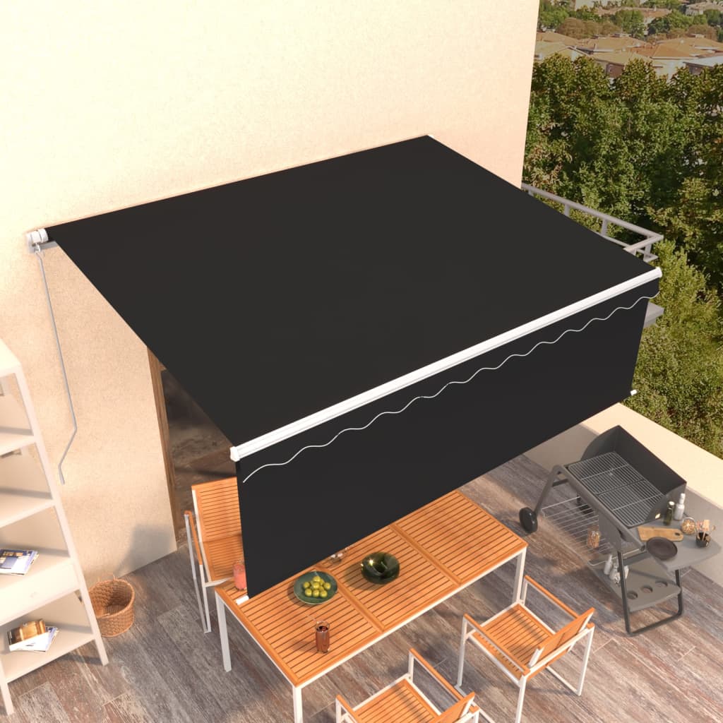 Copertină Retractabilă Manual Cu Stor, Albastru & Alb, 3X2,5 M