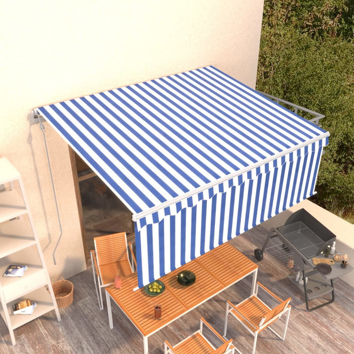 Copertină Retractabilă Automat Cu Stor, Galben&Alb,