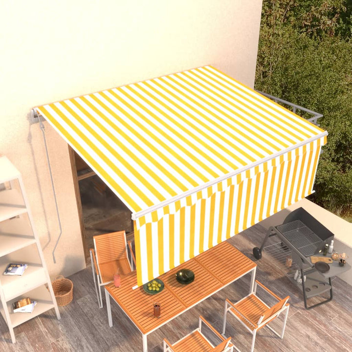 Copertină Retractabilă Automat Cu Stor, Galben&Alb,