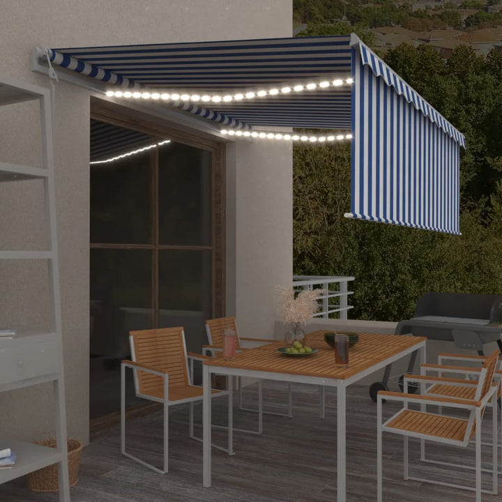 Copertină Automată Cu Stor&Led&Senzor Vânt Galben&Alb 3,5X2,5 M