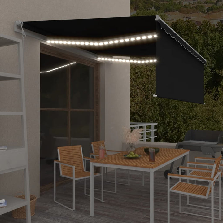 Copertină Automată Cu Stor&Led&Senzor Vânt Galben&Alb 3,5X2,5 M