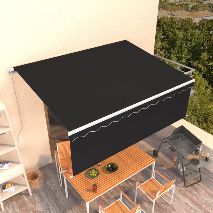 Copertină Retractabilă Manual Cu Stor, Albastru & Alb, 3X2,5 M