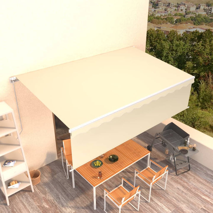 Copertină Retractabilă Manual Cu Stor, Albastru & Alb, 3X2,5 M