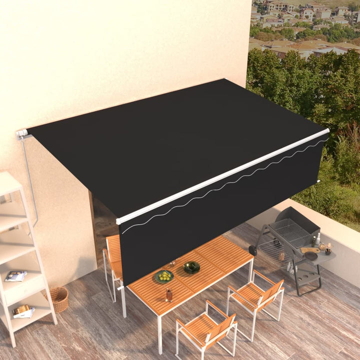 Copertină Retractabilă Manual Cu Stor, Albastru & Alb, 3X2,5 M
