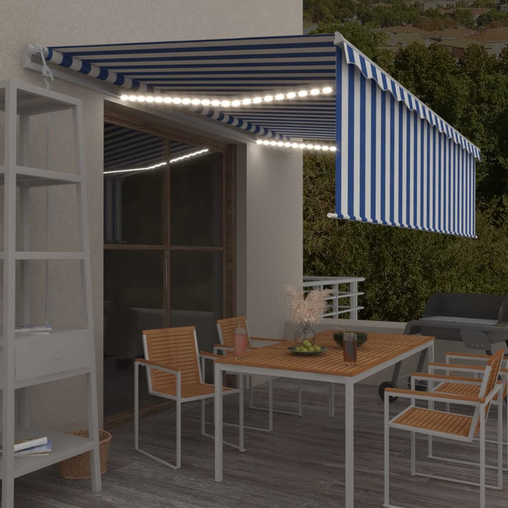 Copertină Automată Cu Stor&Led&Senzor Vânt Galben&Alb 3,5X2,5 M