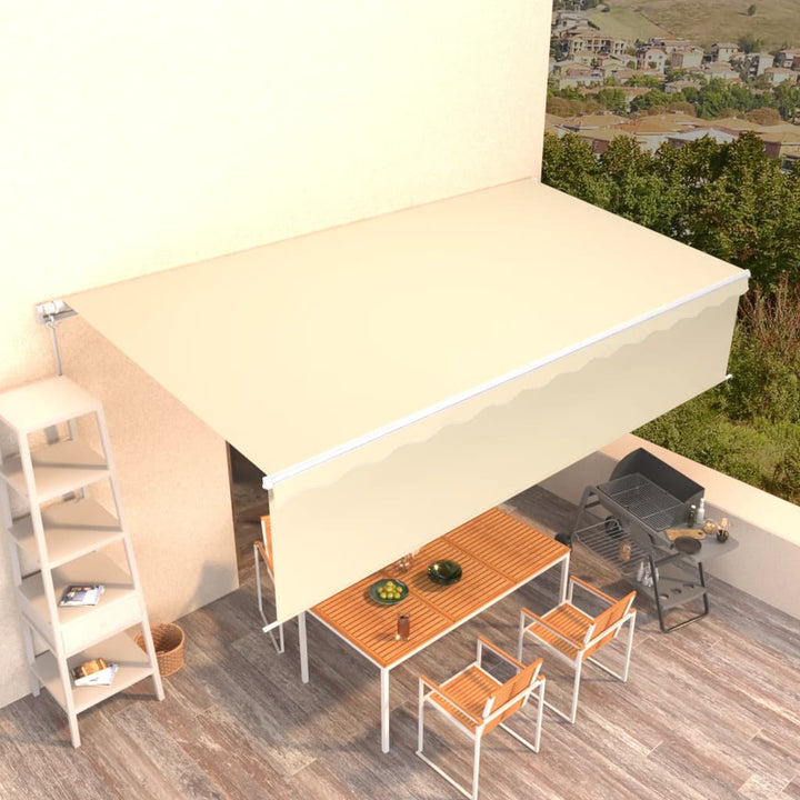Copertină Retractabilă Manual Cu Stor, Albastru & Alb, 3X2,5 M
