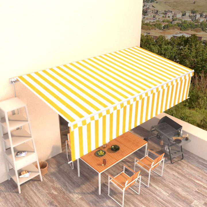 Copertină Retractabilă Manual Cu Stor, Albastru & Alb, 3X2,5 M