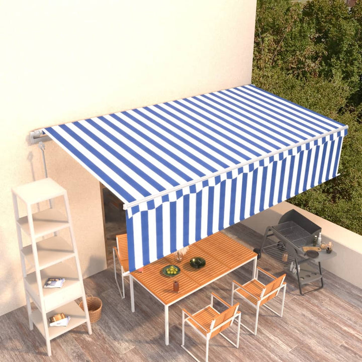 Copertină Retractabilă Automat Cu Stor, Galben&Alb,