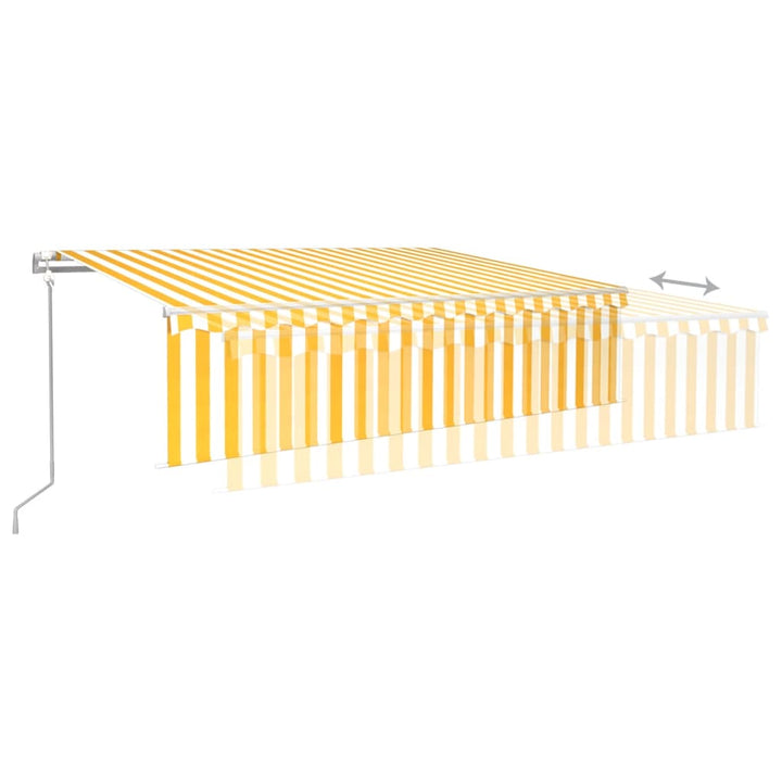 Copertină Retractabilă Automat Cu Stor, Galben&Alb,