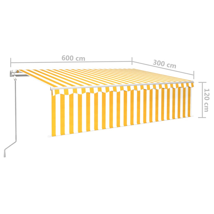 Copertină Retractabilă Automat Cu Stor, Galben&Alb,