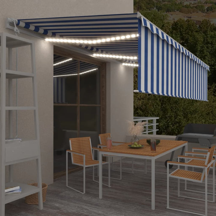 Copertină Automată Cu Stor&Led&Senzor Vânt Galben&Alb 3,5X2,5 M