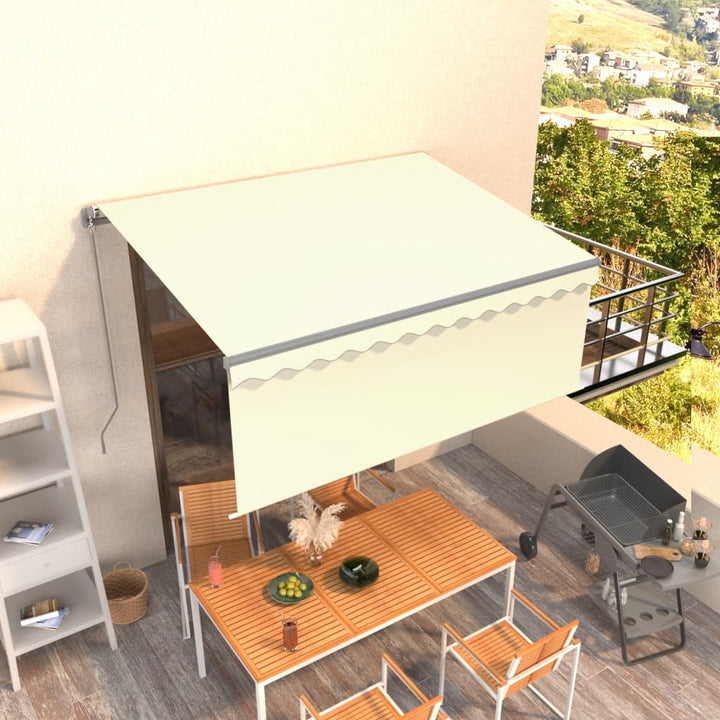 Copertină Retractabilă Manual Cu Stor, Albastru & Alb,