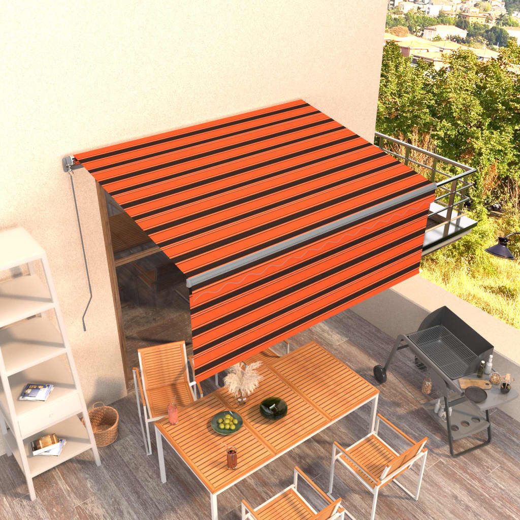 Copertină Retractabilă Manual Cu Stor, Albastru & Alb,