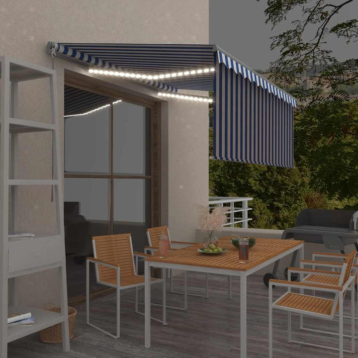 Copertină Retractabilă Manual Cu Stor, Galben&Alb, 3,5X2,5 M