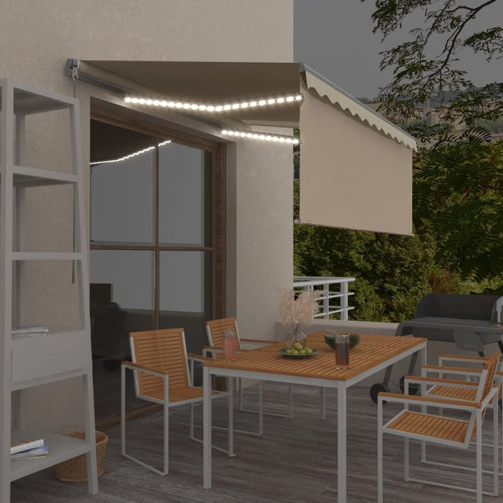 Copertină Retractabilă Manual Cu Stor, Galben&Alb, 3,5X2,5 M