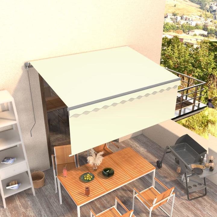 Copertină Retractabilă Manual Cu Stor, Albastru & Alb,