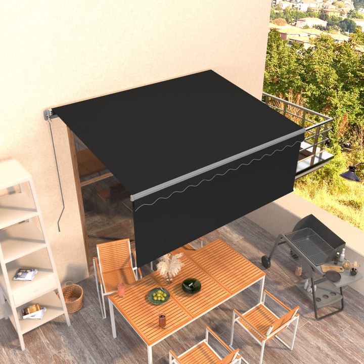 Copertină Retractabilă Manual Cu Stor, Albastru & Alb,