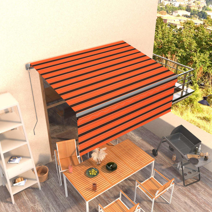 Copertină Retractabilă Manual Cu Stor, Albastru & Alb,