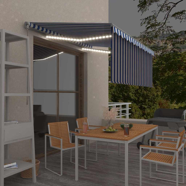 Copertină Retractabilă Manual Cu Stor, Galben&Alb, 3,5X2,5 M