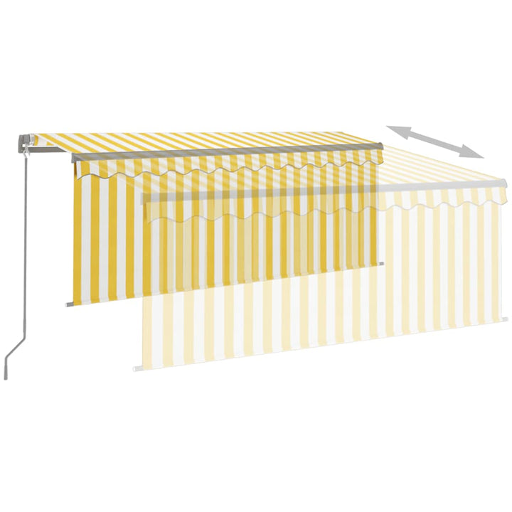 Copertină Retractabilă Manual Cu Stor, Galben&Alb, 3,5X2,5 M