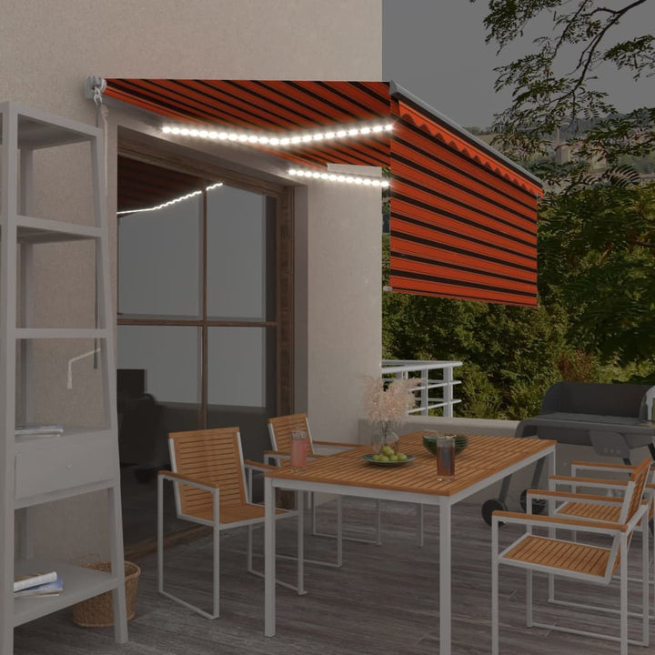 Copertină Retractabilă Manual Cu Stor, Galben&Alb, 3,5X2,5 M