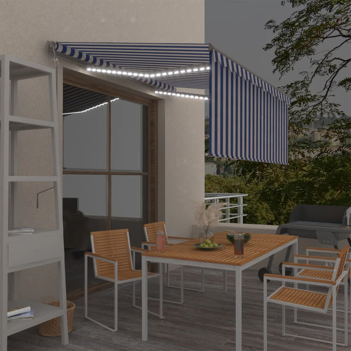 Copertină Automată Cu Stor&Led&Senzor Vânt Galben&Alb 3,5X2,5 M