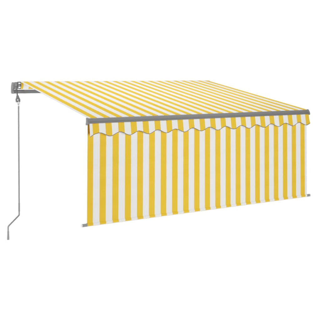Copertină Automată Cu Stor&Led&Senzor Vânt Galben&Alb 3,5X2,5 M
