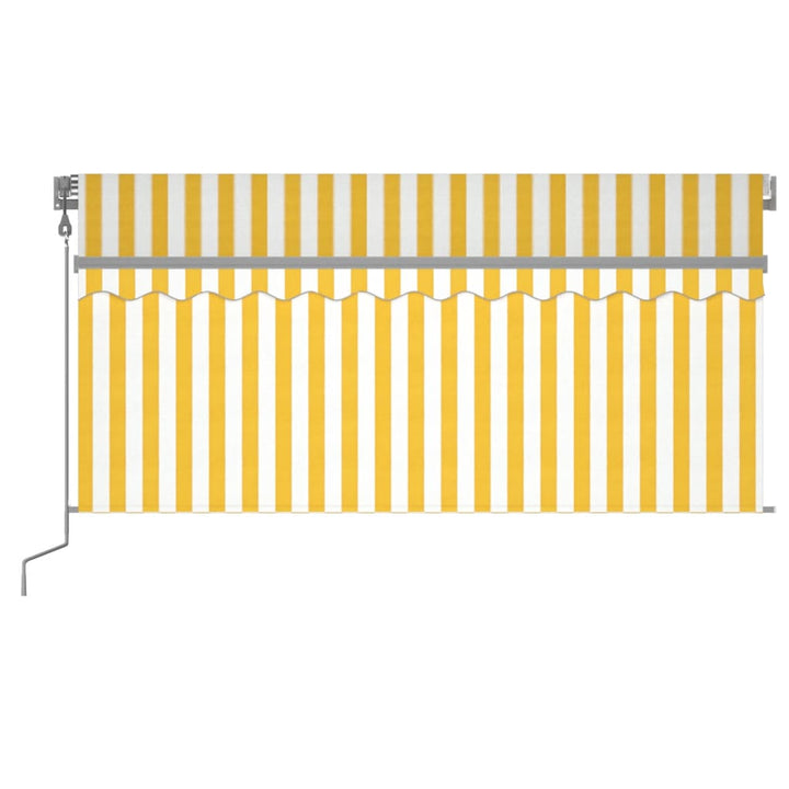 Copertină Automată Cu Stor&Led&Senzor Vânt Galben&Alb 3,5X2,5 M
