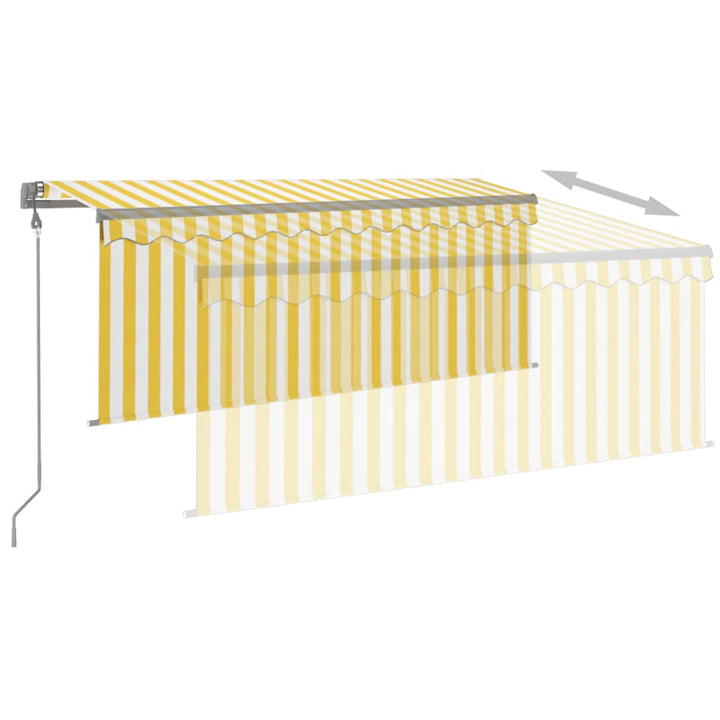 Copertină Automată Cu Stor&Led&Senzor Vânt Galben&Alb 3,5X2,5 M