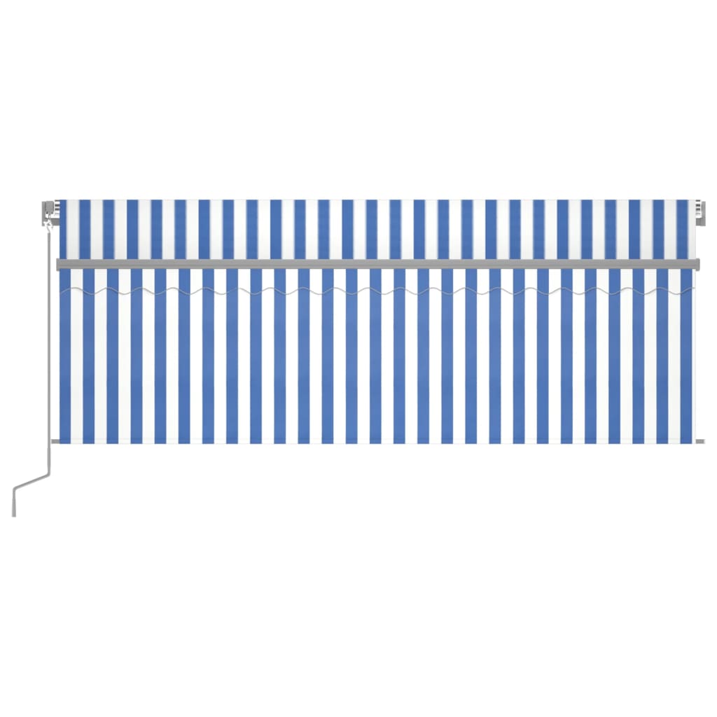 Copertină Retractabilă Manual Cu Stor, Albastru & Alb,