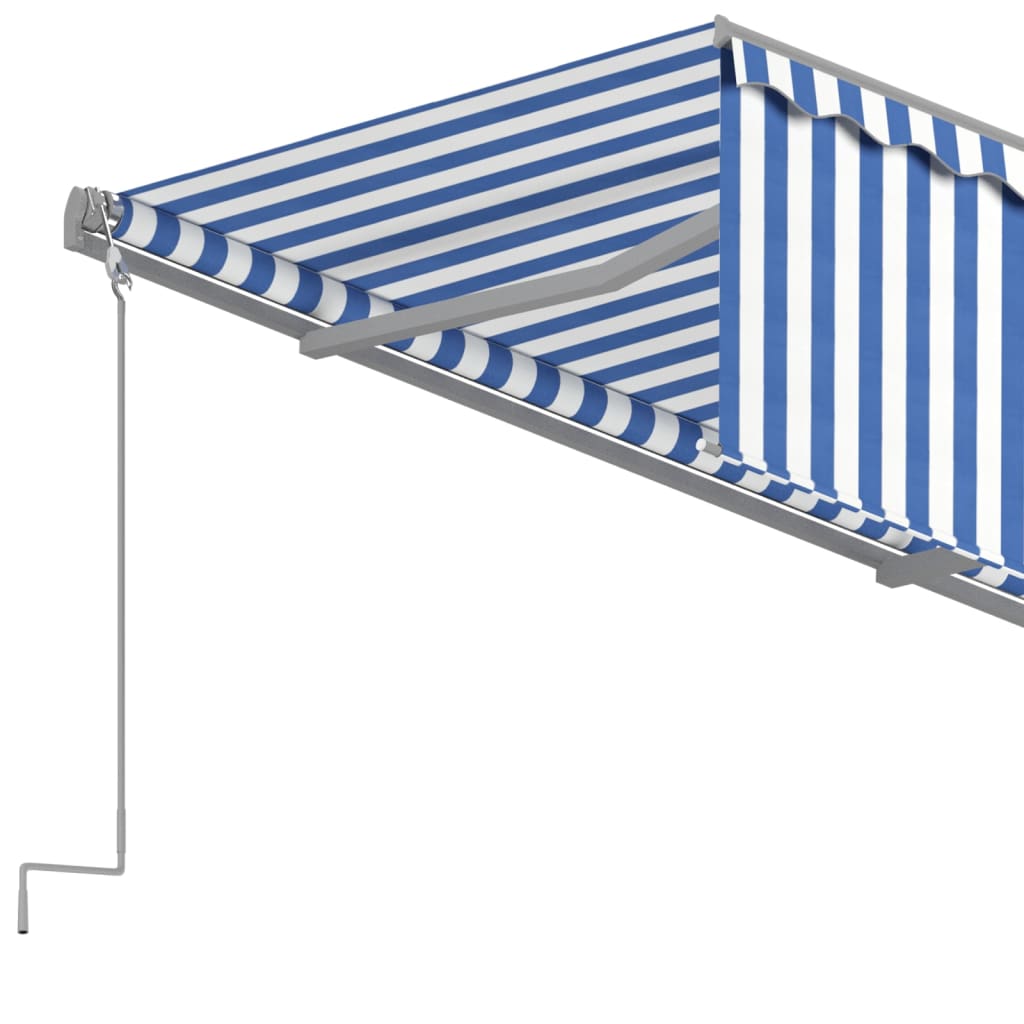 Copertină Retractabilă Manual Cu Stor, Albastru & Alb,