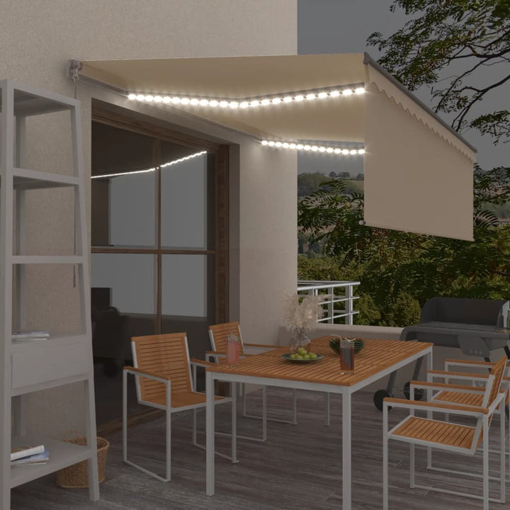 Copertină Retractabilă Manual Cu Stor, Galben&Alb, 3,5X2,5 M