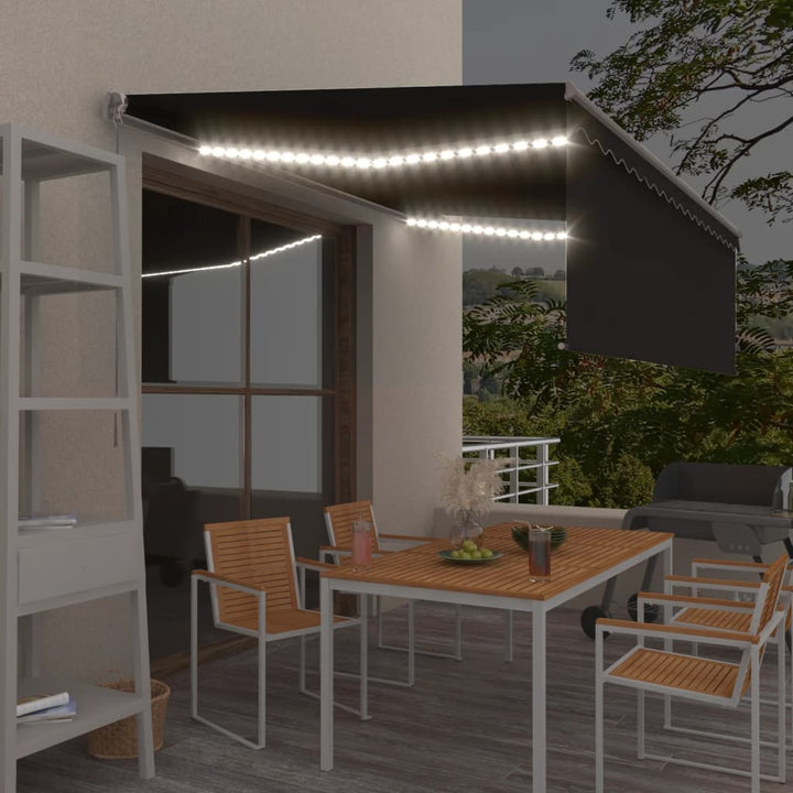 Copertină Retractabilă Manual Cu Stor, Galben&Alb, 3,5X2,5 M