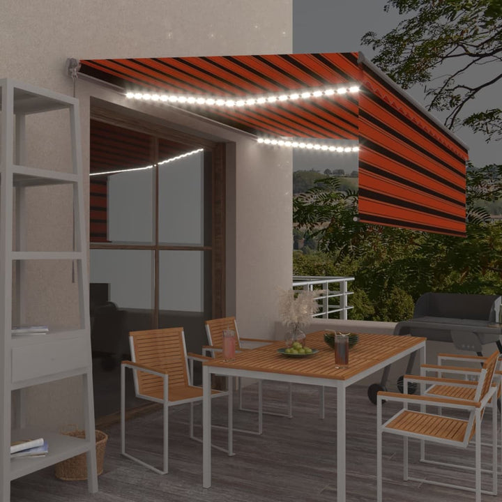 Copertină Retractabilă Manual Cu Stor, Galben&Alb, 3,5X2,5 M