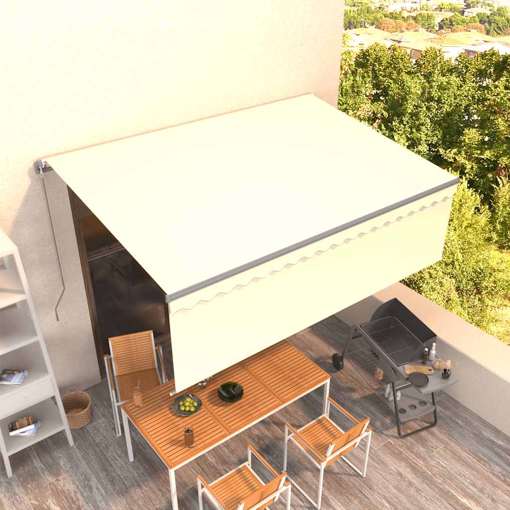 Copertină Retractabilă Manual Cu Stor, Albastru & Alb,