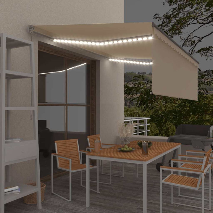 Copertină Retractabilă Manual Cu Stor, Galben&Alb, 3,5X2,5 M