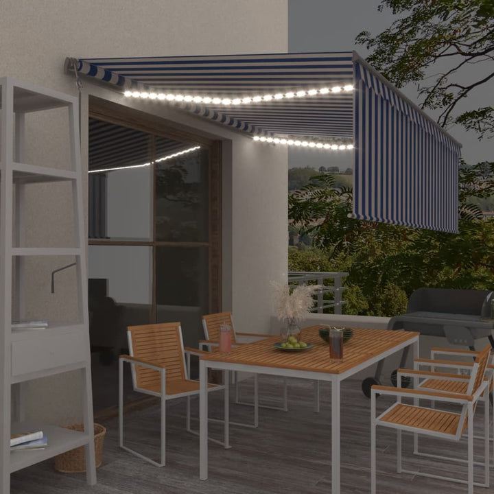 Copertină Automată Cu Stor&Led&Senzor Vânt Galben&Alb 3,5X2,5 M
