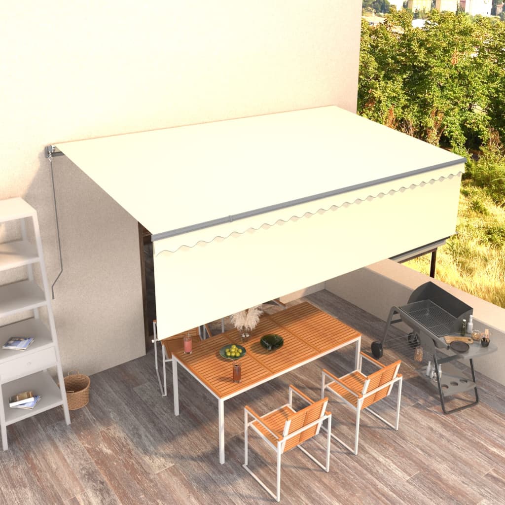 Copertină Retractabilă Manual Cu Stor, Albastru & Alb,