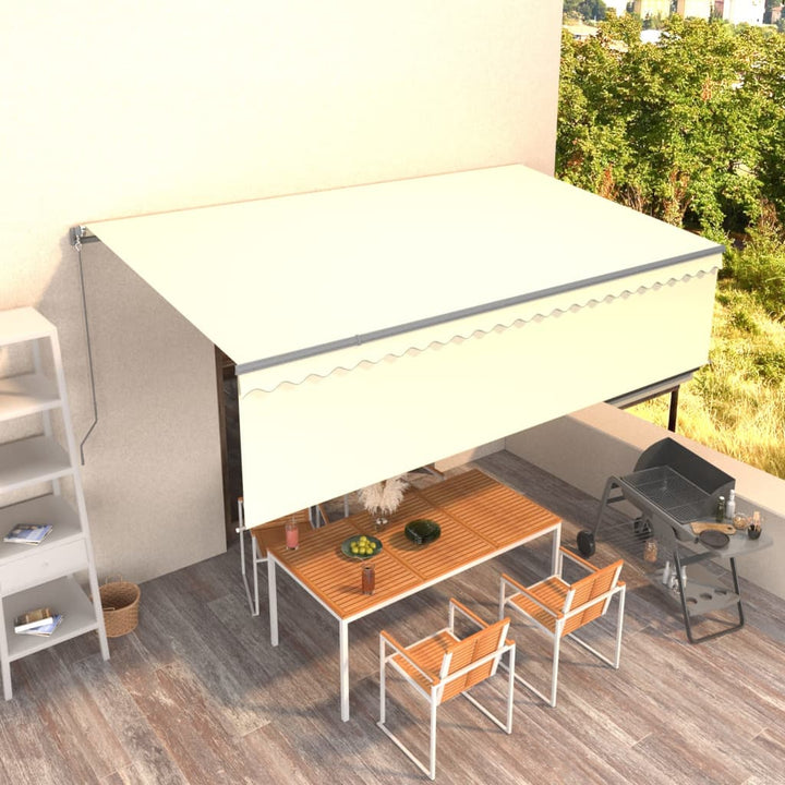 Copertină Retractabilă Manual Cu Stor, Albastru & Alb,