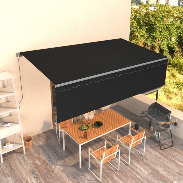 Copertină Retractabilă Manual Cu Stor, Albastru & Alb,