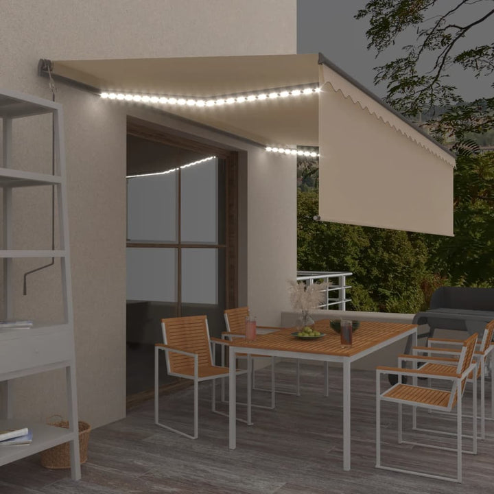 Copertină Retractabilă Manual Cu Stor, Galben&Alb, 3,5X2,5 M